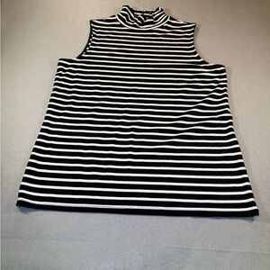 Sleeveless Black and White Striped Stretch Top